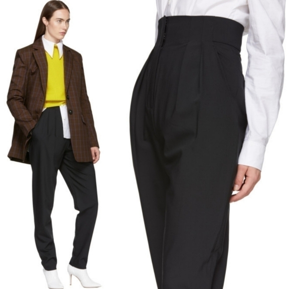 New Tibi Tropical Wool Blend Yasmeen High Waisted Black Trouser Pants NWT Size 4 - Picture 4 of 16